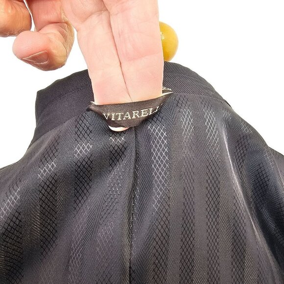 Vitarelli 2 Btn Sport Coat Blazer Black Wool 2.75 in Peak Lapel Single Vent Mens - Picture 12 of 12